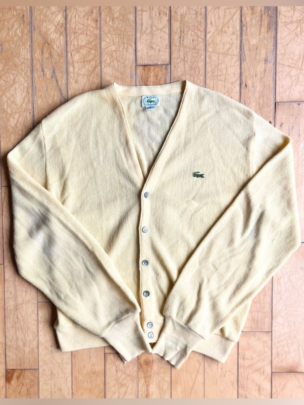 Lacoste IZOD Vintage 70s 80s Tennis Core Preppy Grandpa Cardigan Size Medium